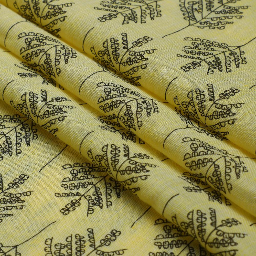 Yellow Color Printed Cheese Cotton Fabric