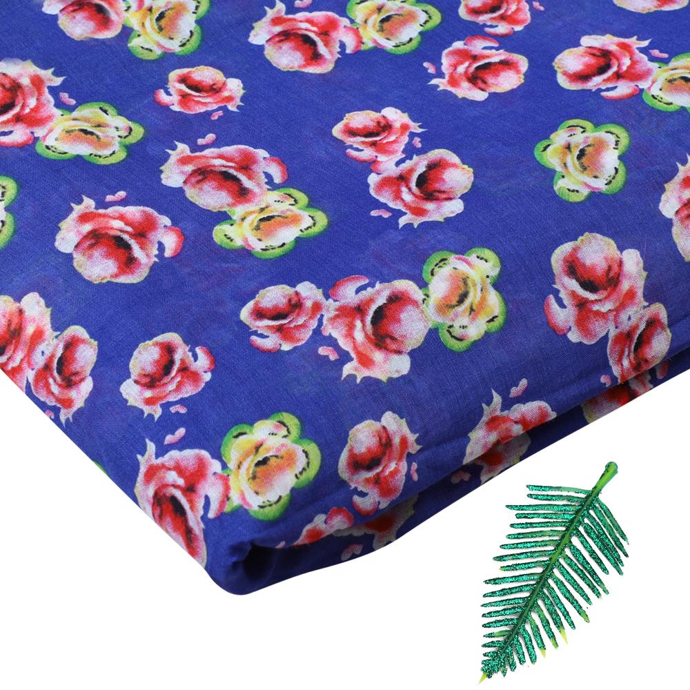 Rebecca Purple Color Printed Linen Fabric