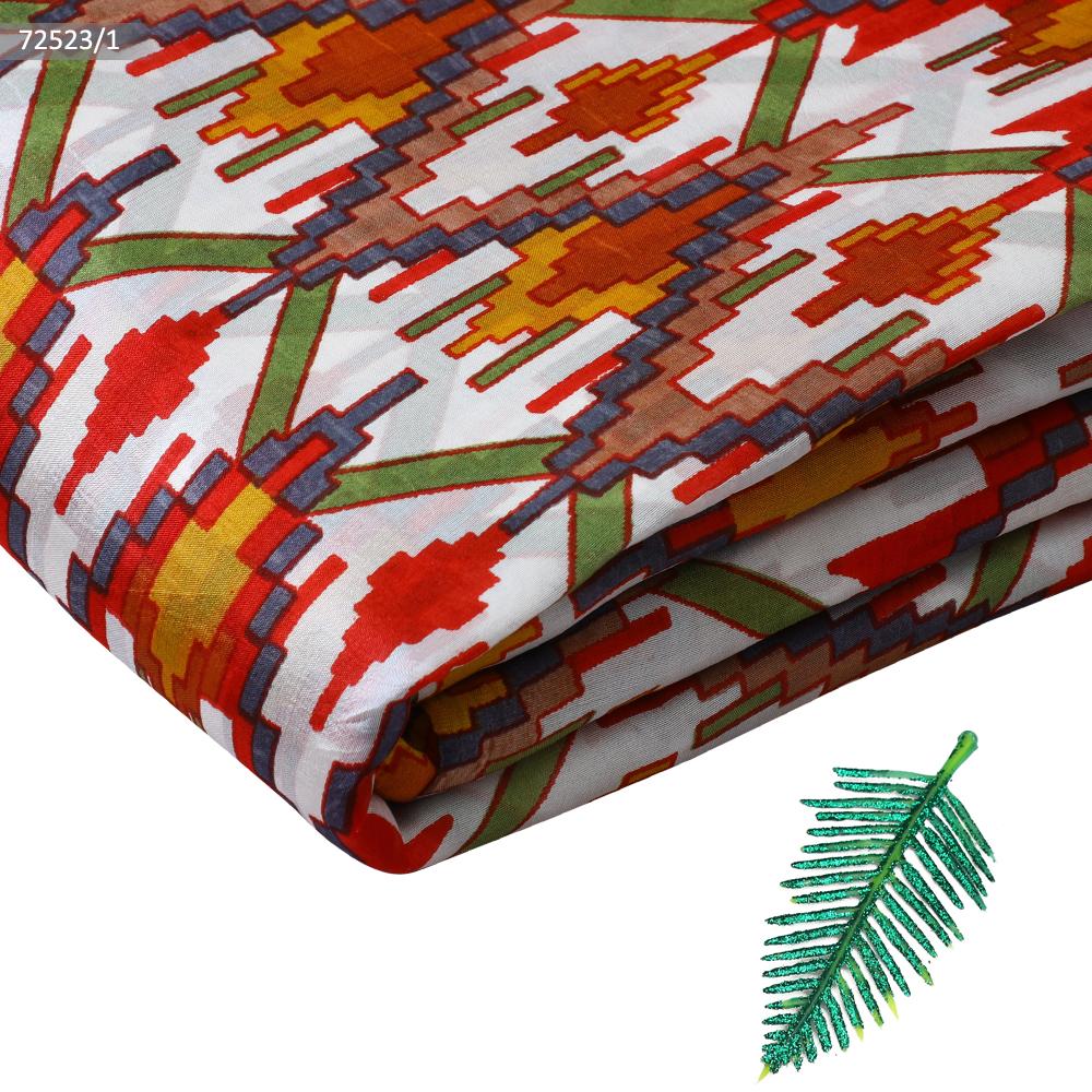 Multi Color Printed Dupion Silk Fabric