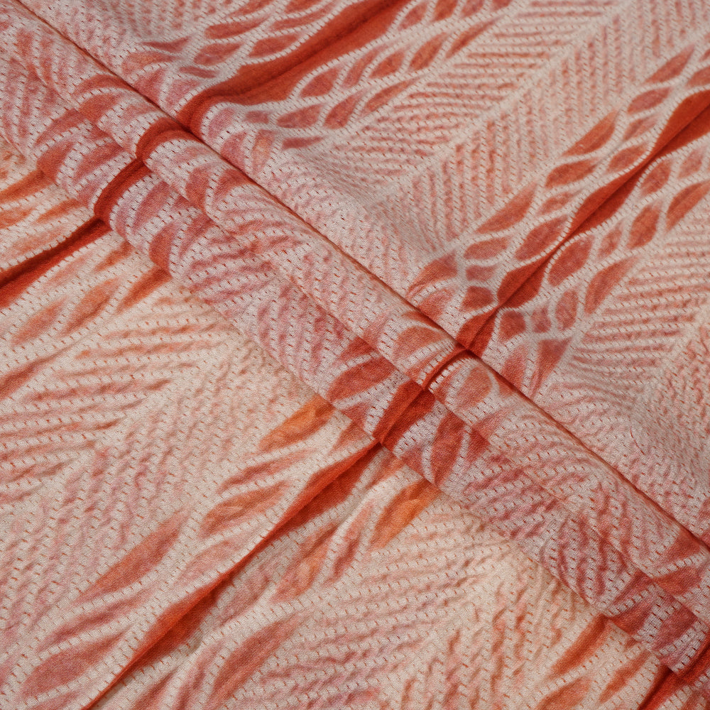 (Pre Cut 2.45 Mtr Piece) Pink Color Handcrafted Shibori Pure Chanderi Fabric