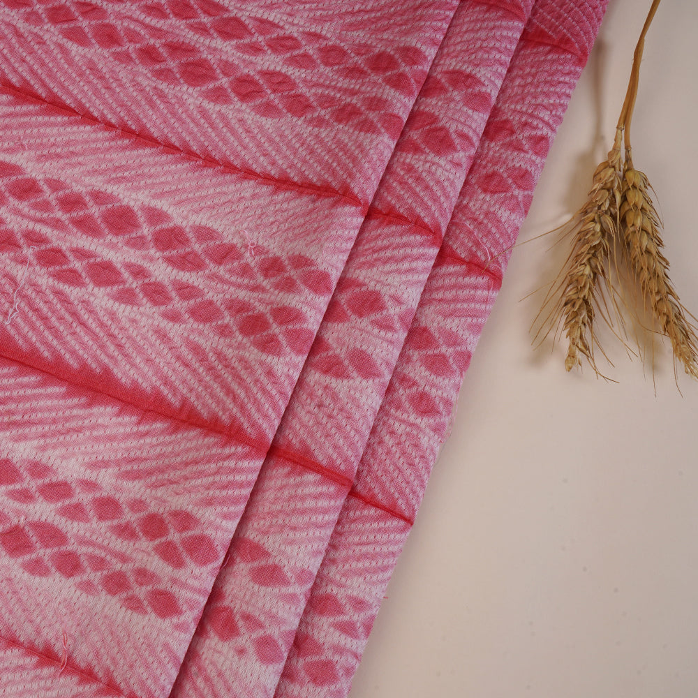 (Pre Cut 3 Mtr Piece) Pink Color Handcrafted Shibori Pure Chanderi Fabric