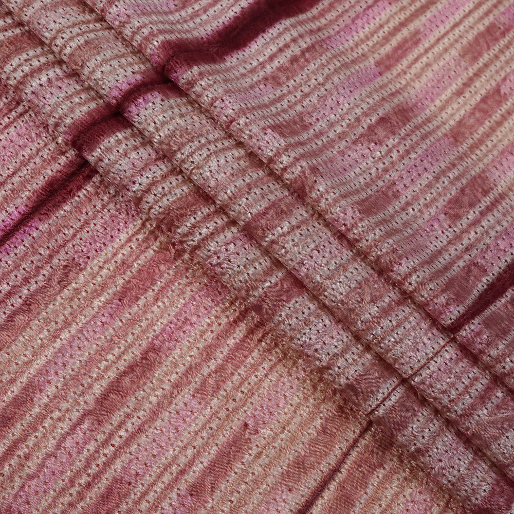 (Pre Cut 2.85 Mtr Piece) Multi Color Handcrafted Shibori Pure Silk Fabric