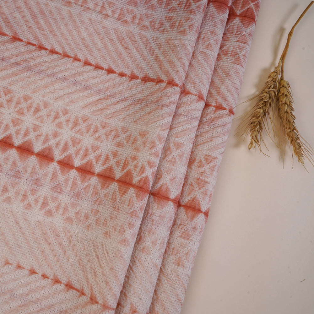 (Pre Cut 5 Mtr Piece) Peach Color Handcrafted Shibori Pure Chanderi Fabric