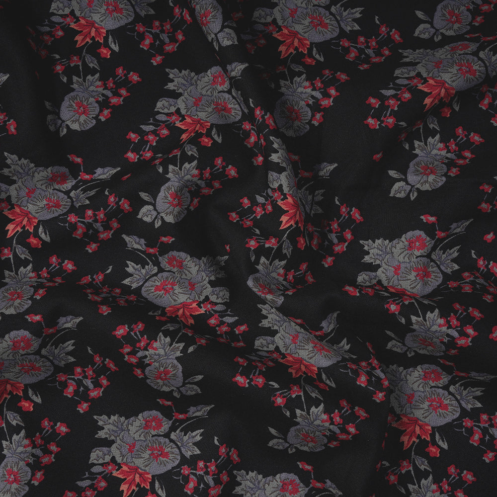 Black Color Printed Viscose Rayon Fabric
