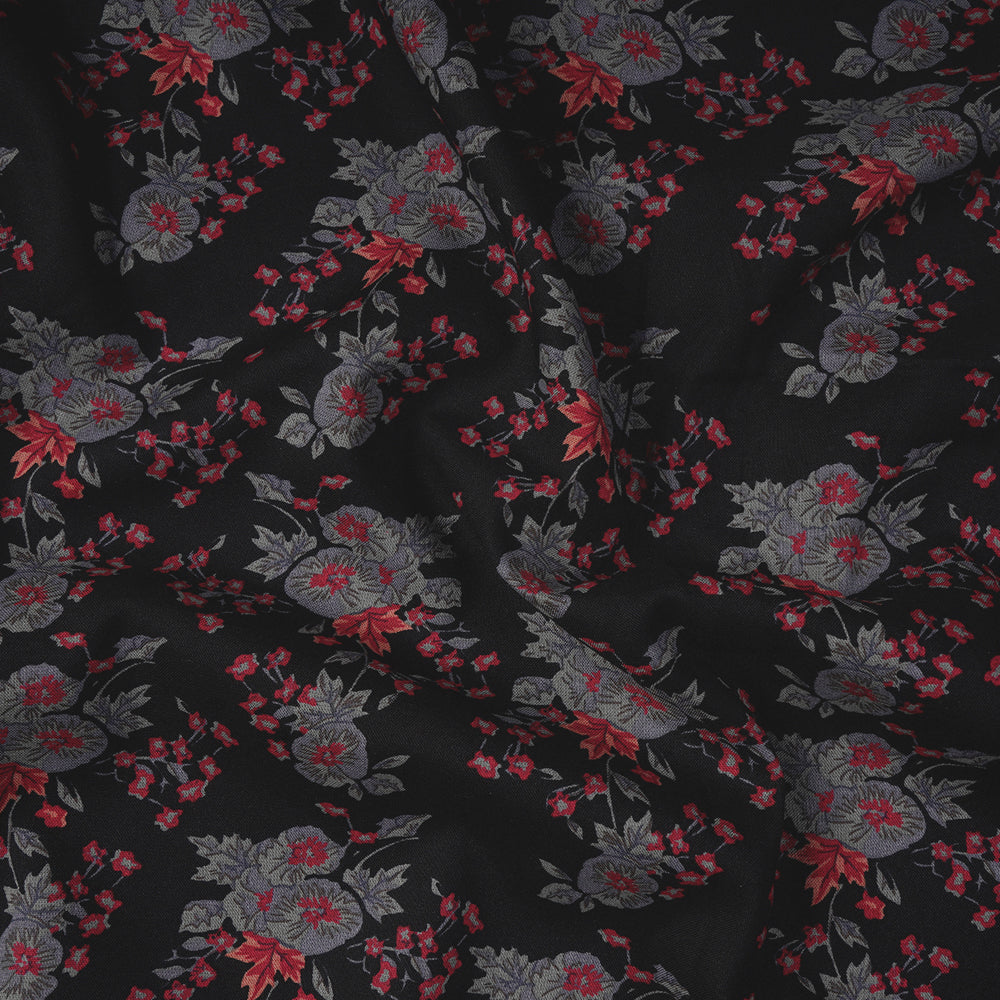 Black Color Printed Viscose Rayon Fabric