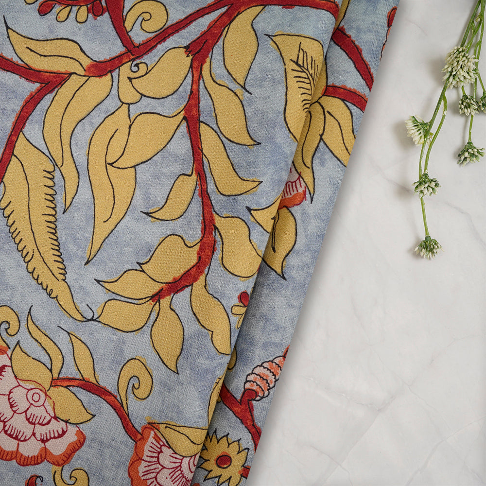 Grey Color Printed Viscose Rayon Fabric