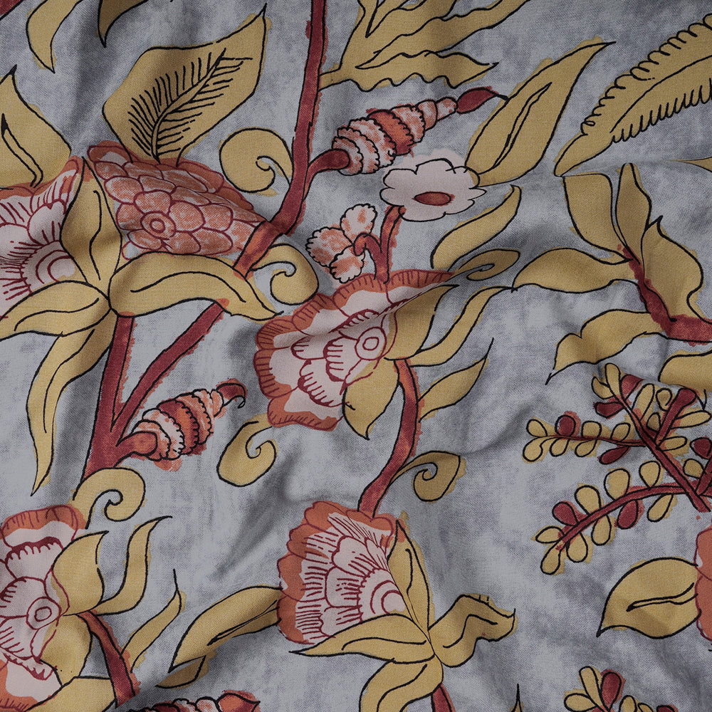 Grey Color Printed Viscose Rayon Fabric