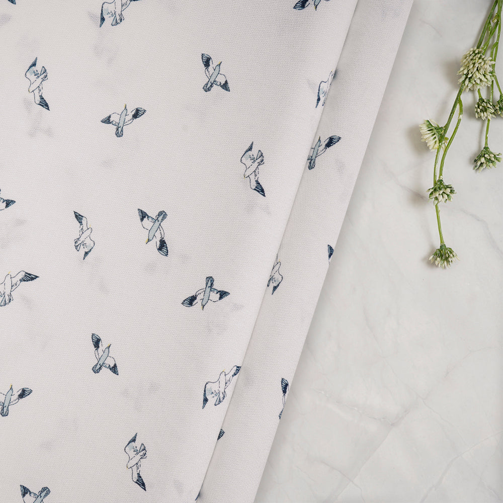 Off White Color Printed Viscose Rayon Fabric