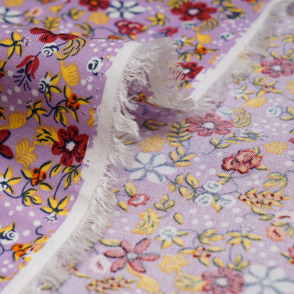 Lavender Color Printed Viscose Rayon Fabric