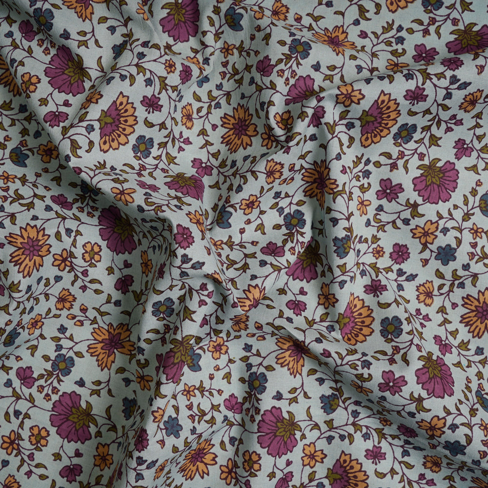 Slate Color Screen Print Cotton Fabric