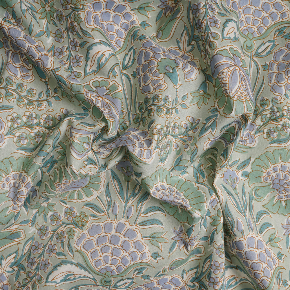 Sage Color Screen Print Cotton Fabric