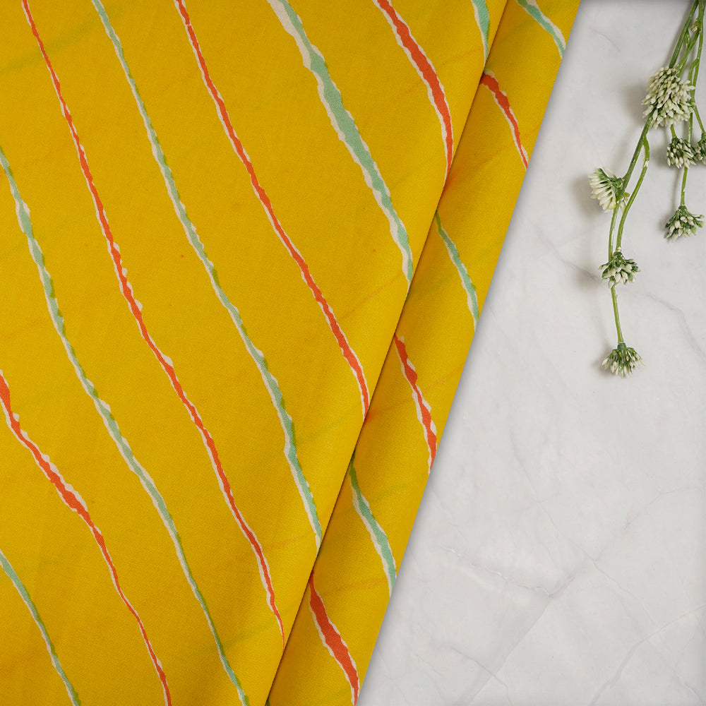 Yellow Color Screen Print Cotton Fabric