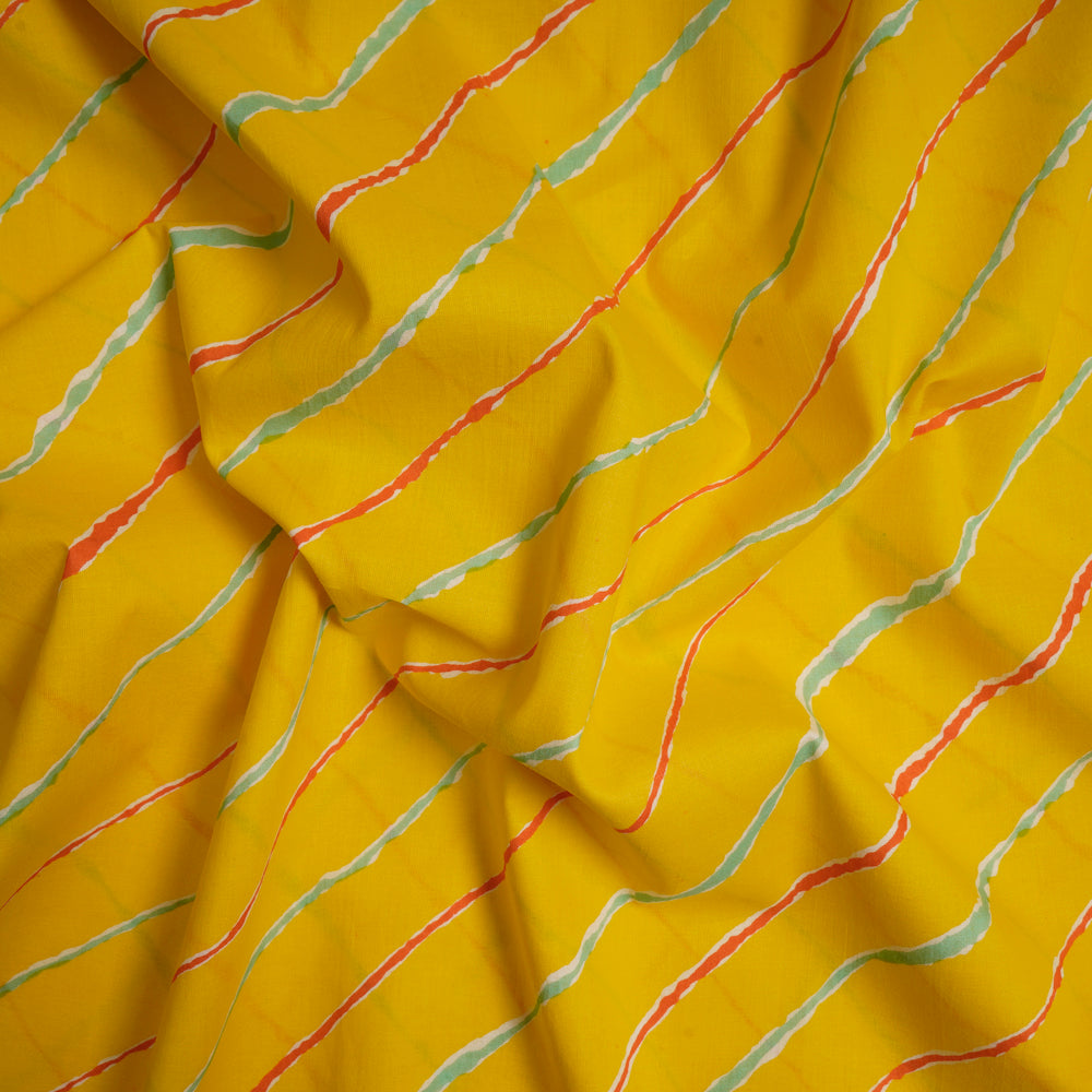 Yellow Color Screen Print Cotton Fabric