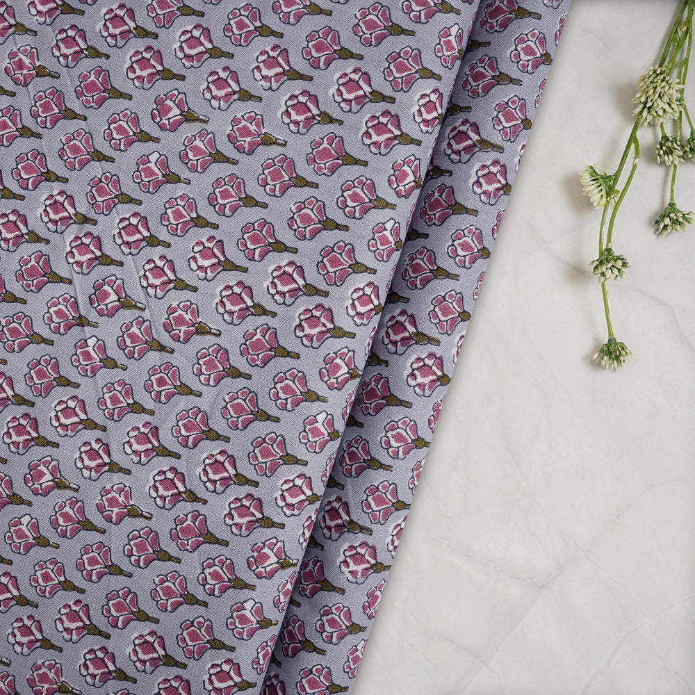 Steel Color Screen Print Cotton Fabric