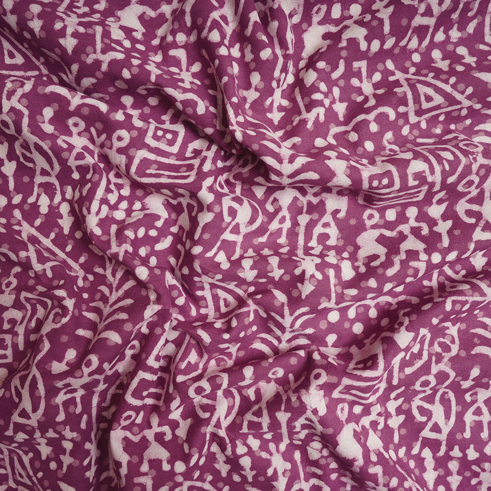 Light Boysenberry Color Hand Block Natural Dye Bagru Dabu Printed Cotton Fabric