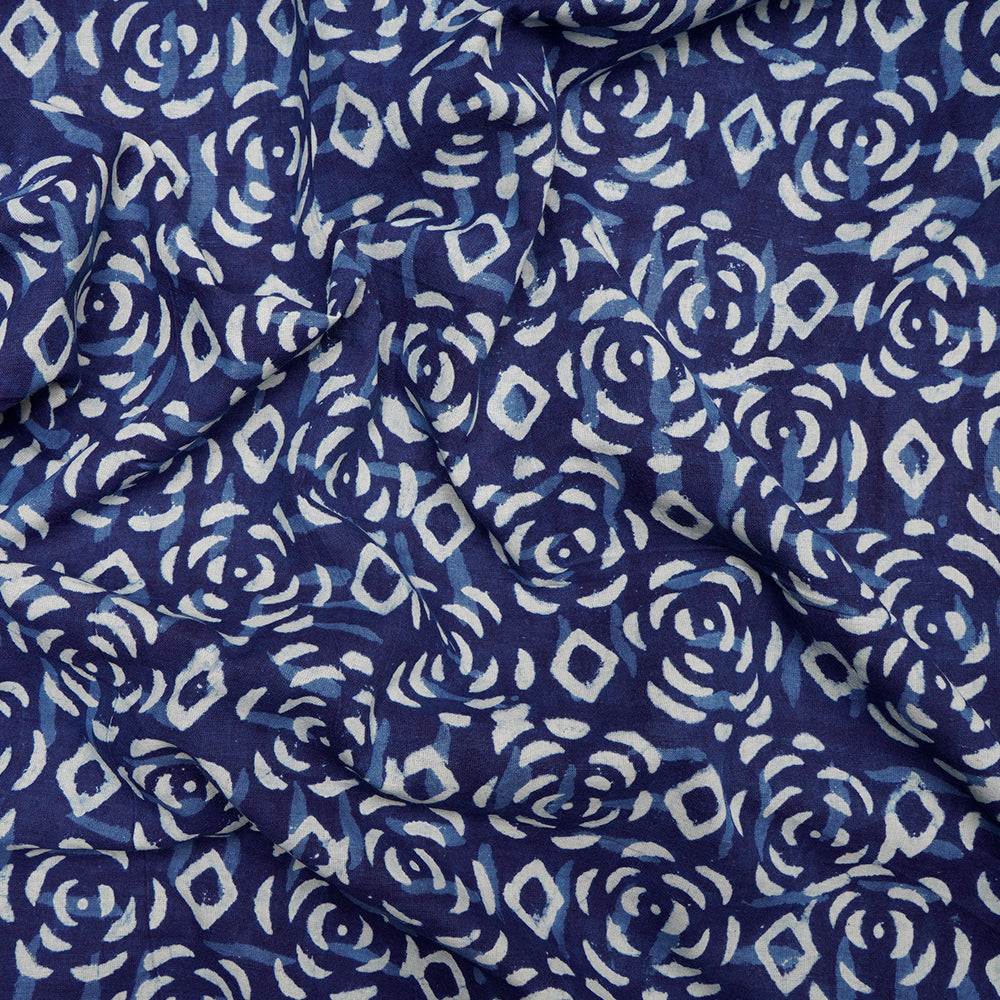 Blue Color Hand Block Bagru Natural Dye Indigo Printed Cotton Fabric