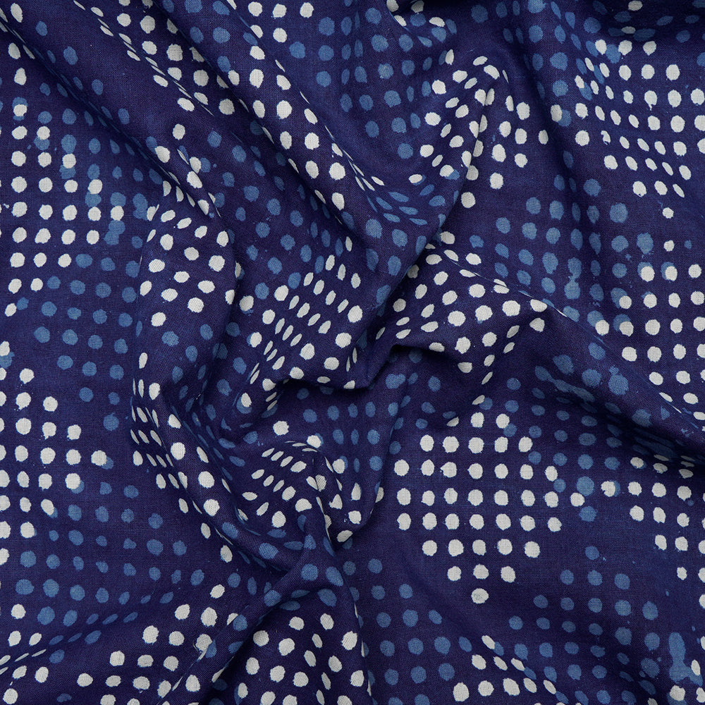 Blue Color Hand Block Bagru Natural Dye Indigo Printed Cotton Fabric