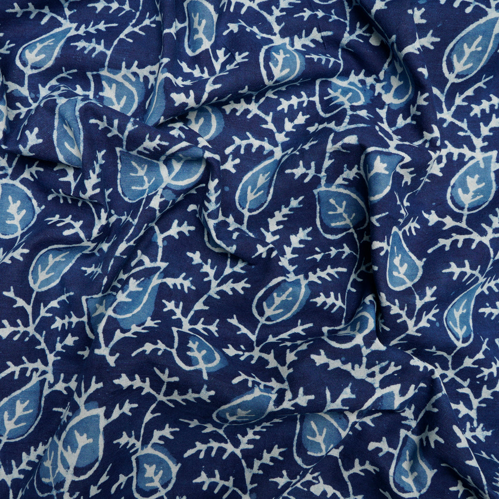 Blue Color Hand Block Bagru Natural Dye Indigo Printed Cotton Fabric