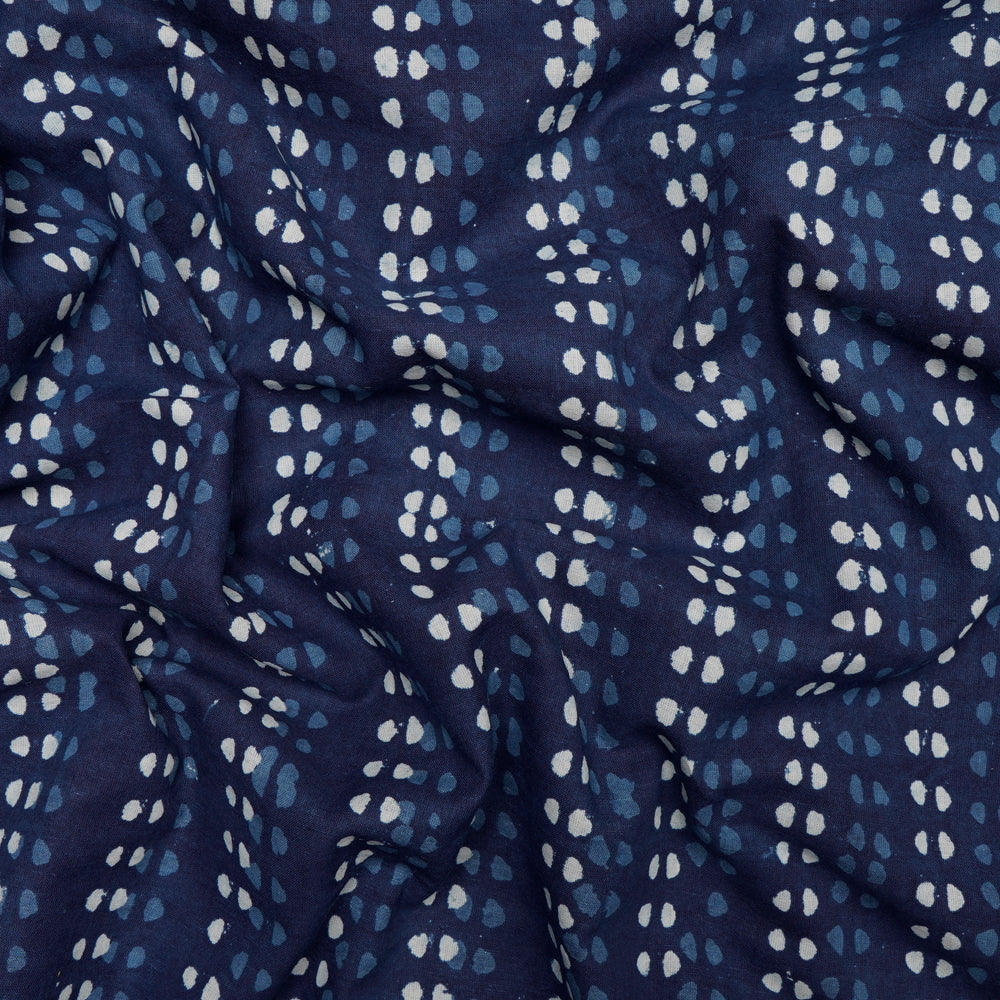 Blue Color Hand Block Bagru Natural Dye Indigo Printed Cotton Fabric