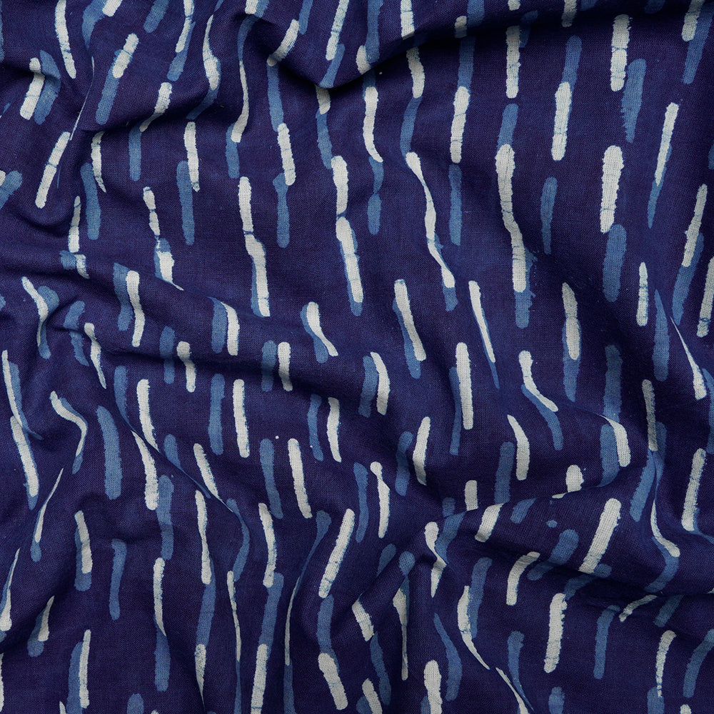 Blue Color Hand Block Bagru Natural Dye Indigo Printed Cotton Fabric