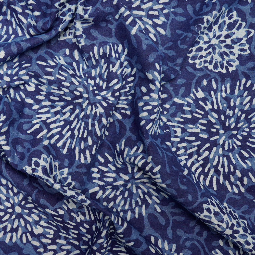 Blue Color Hand Block Bagru Natural Dye Indigo Printed Cotton Fabric