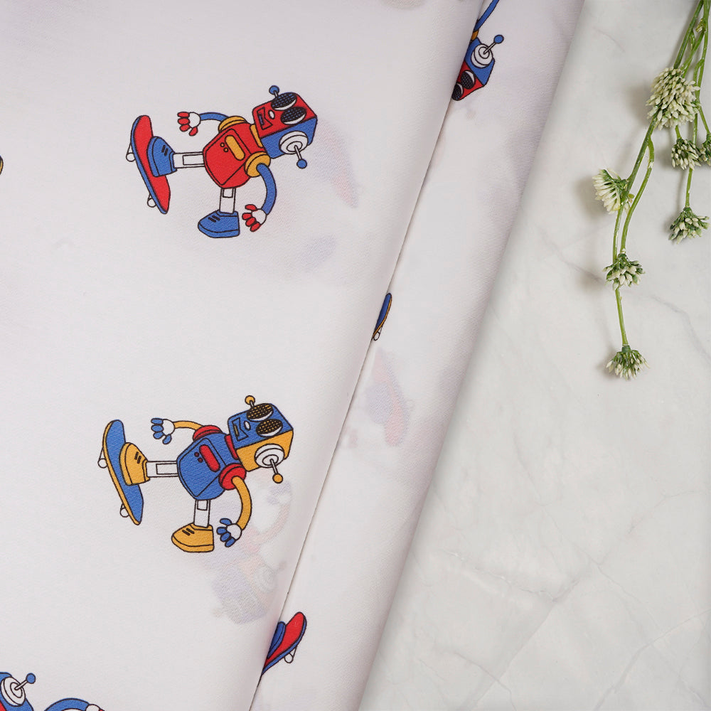 White Color Printed Mill Made Cotton Poplin Fabric