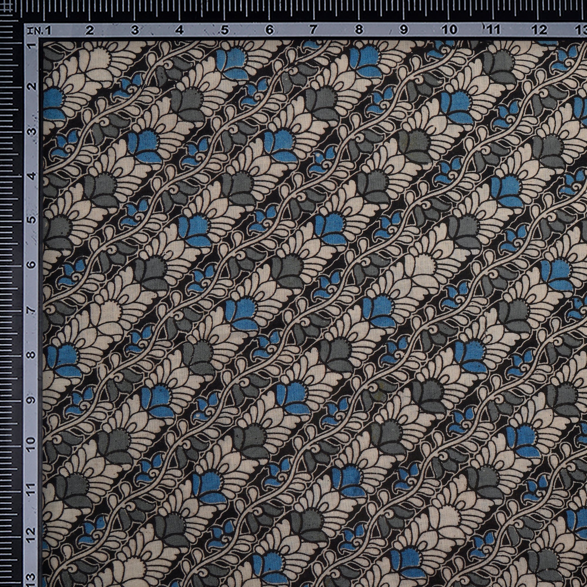 Multi Geometric Pattern Screen Printed kalamkari Cotton Fabric