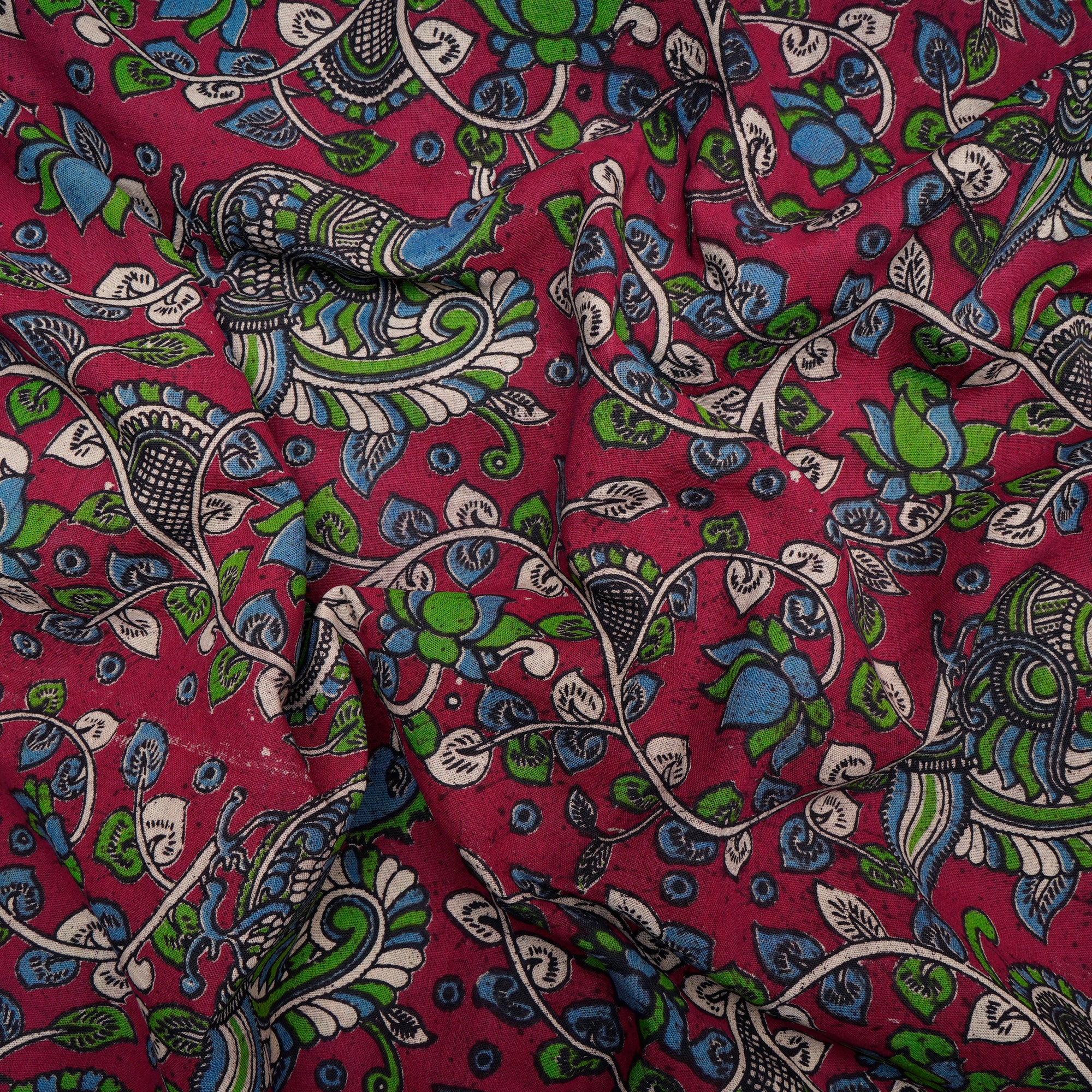 Multi Color Floral Pattern Screen Printed kalamkari Cotton Fabric
