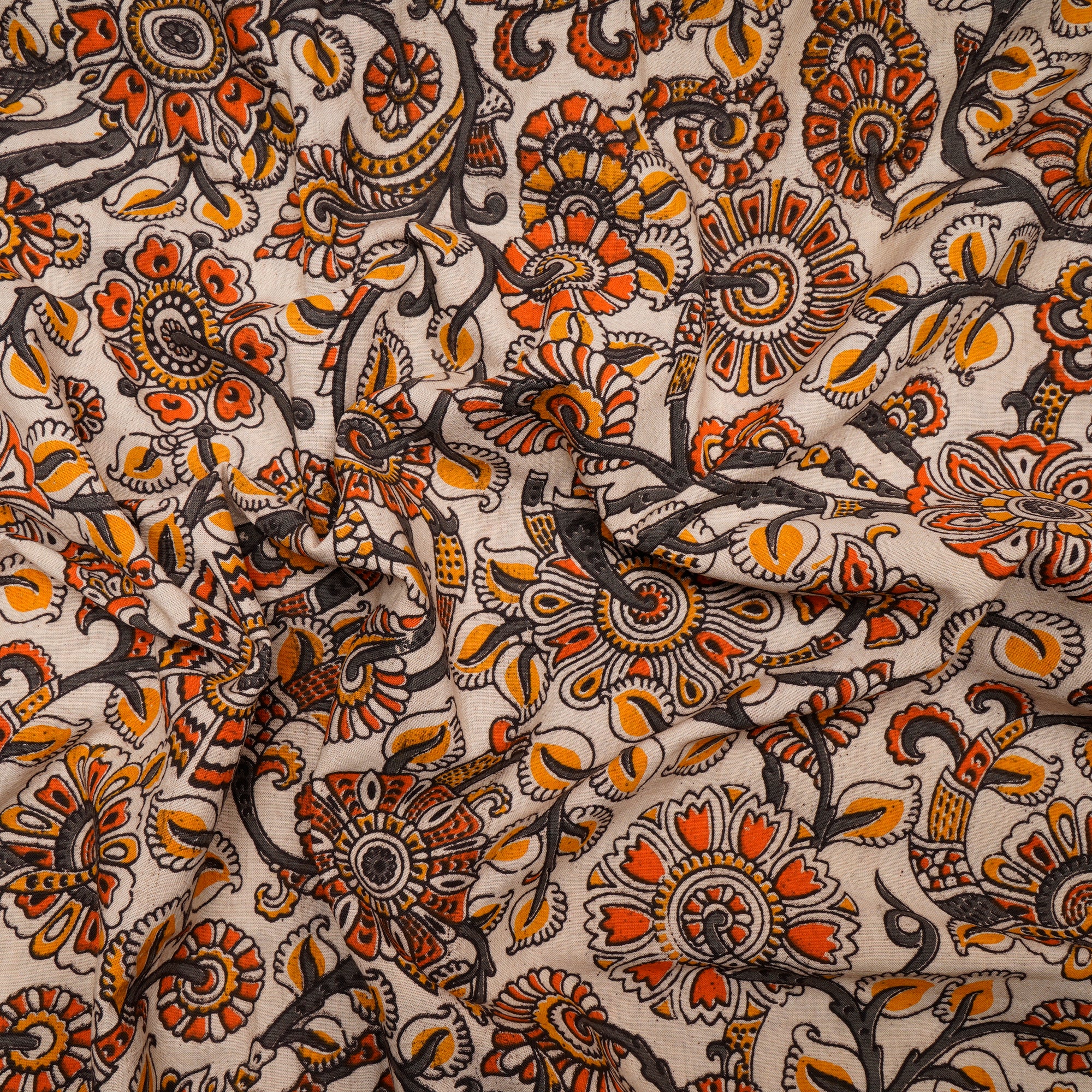 Multi Color Floral Pattern Screen Printed kalamkari Cotton Fabric