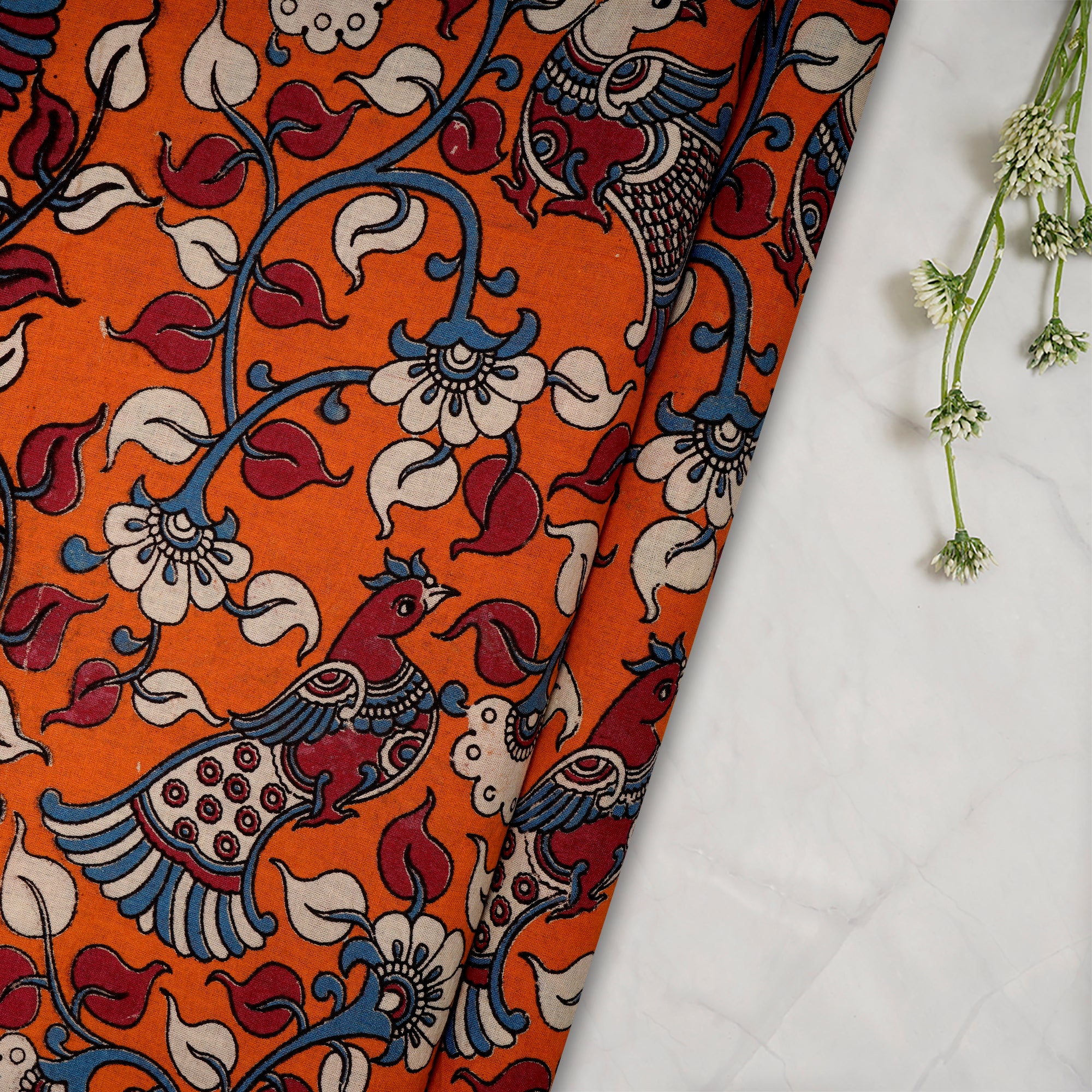 Multi Traditional Pattern Screen Printed kalamkari Cotton Fabric