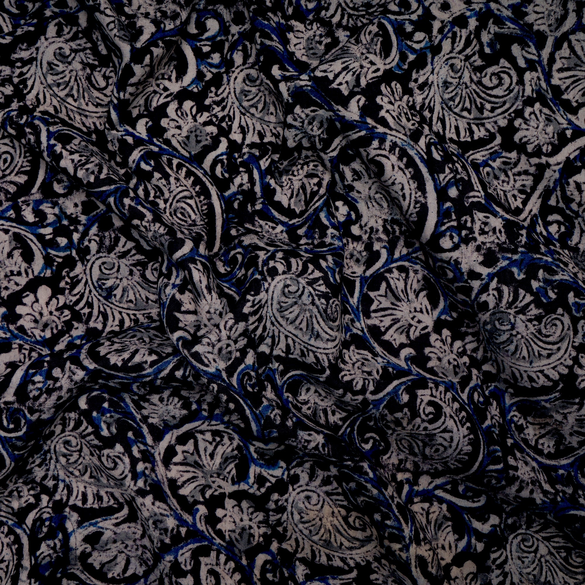 Multi Paisley Pattern Hand Block Kalamkari Printed Cotton Fabric