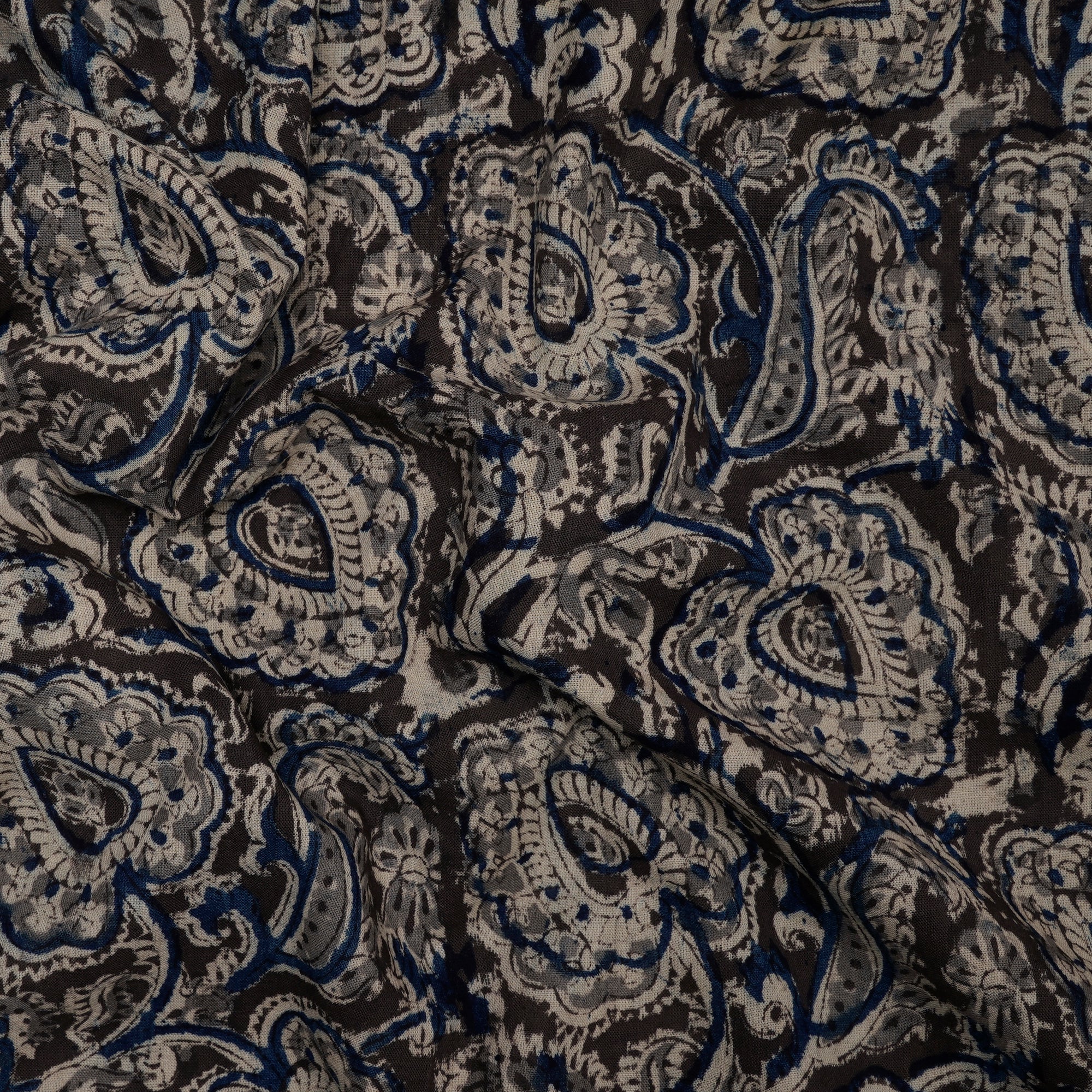 Multi Paisley Pattern Hand Block Kalamkari Printed Cotton Fabric