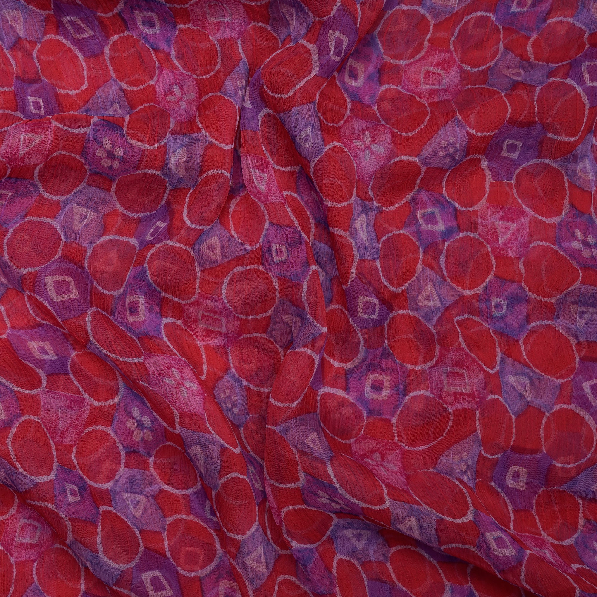 Multi Color Geometric Pattern Screen Printed Viscose Chiffon Fabric