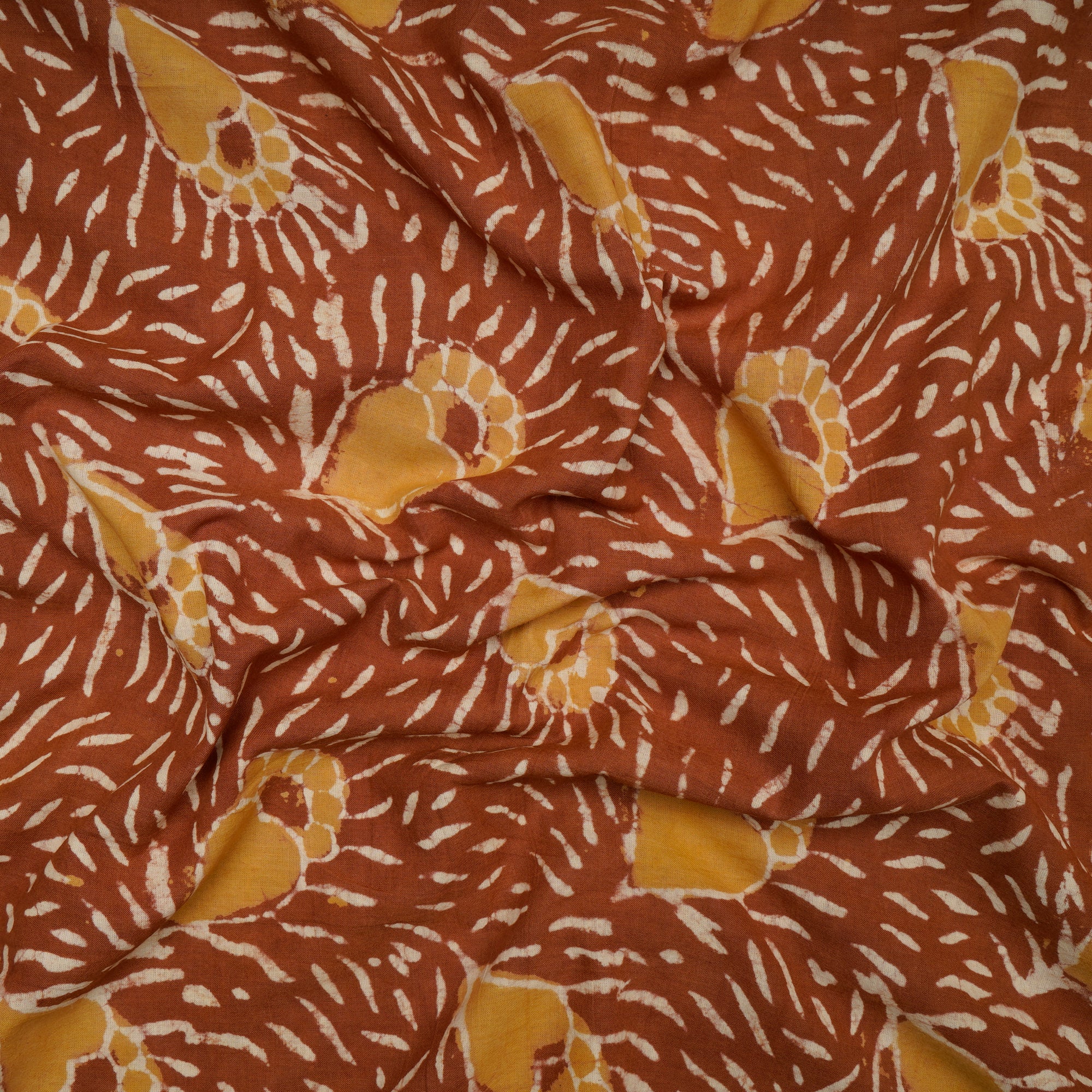 Light Brown Hand Block Natural Dye Dabu Printed Cotton Fabric