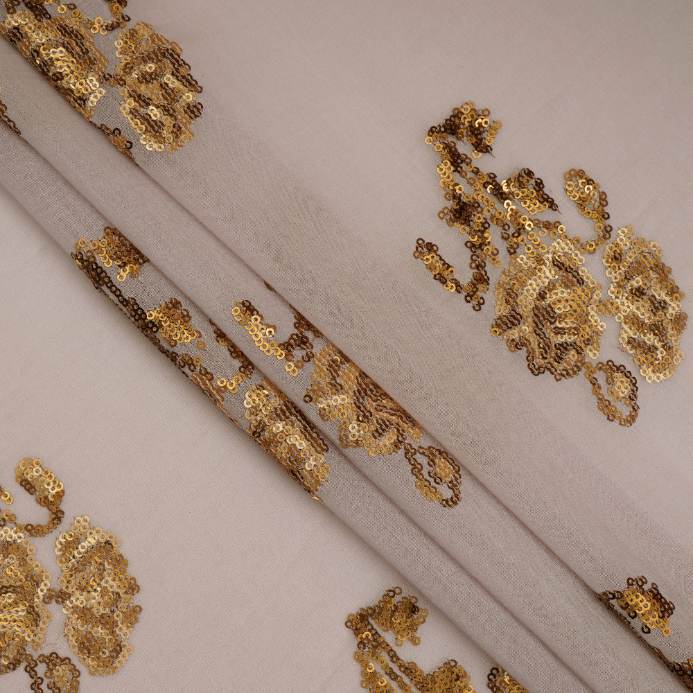 Lilac Color Swarovski Embroidered Pure Chanderi Fabric