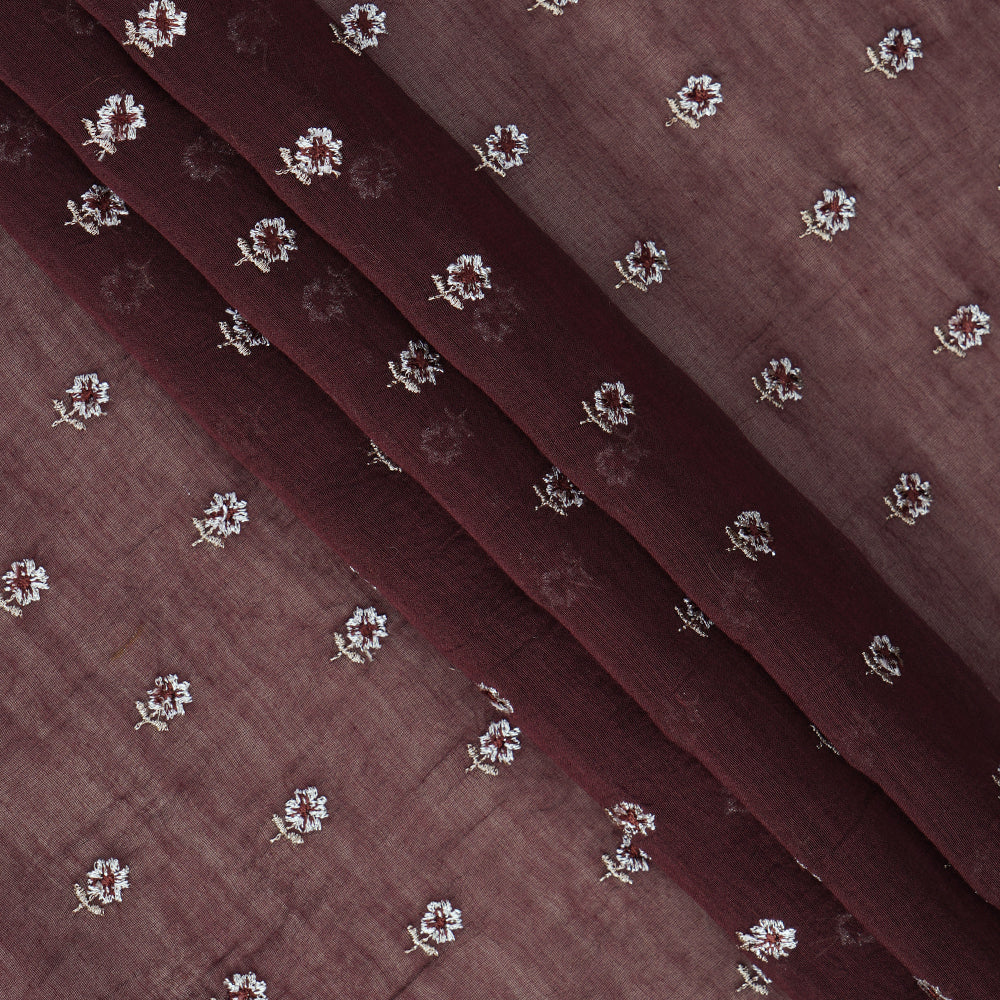 (Pre Cut 2.30 Mtr piece) Bulgarian Rose Color Embroidered Pure Chanderi Fabric