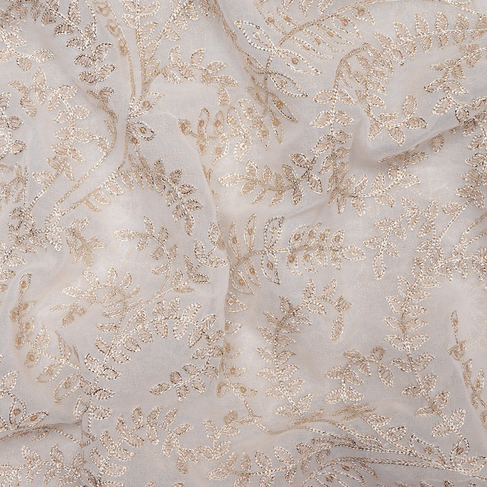 White Color Sequins Embroidered Dyeable Viscose Georgette Fabric