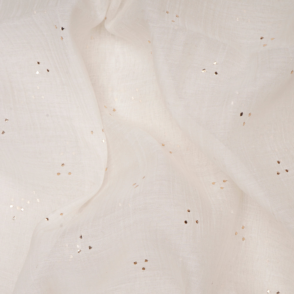 Off White Color Handcrafted Mukaish Work Pure Chanderi Fabric
