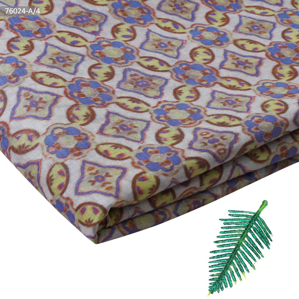 Multi Color Digital Printed Tussar Chanderi Fabric