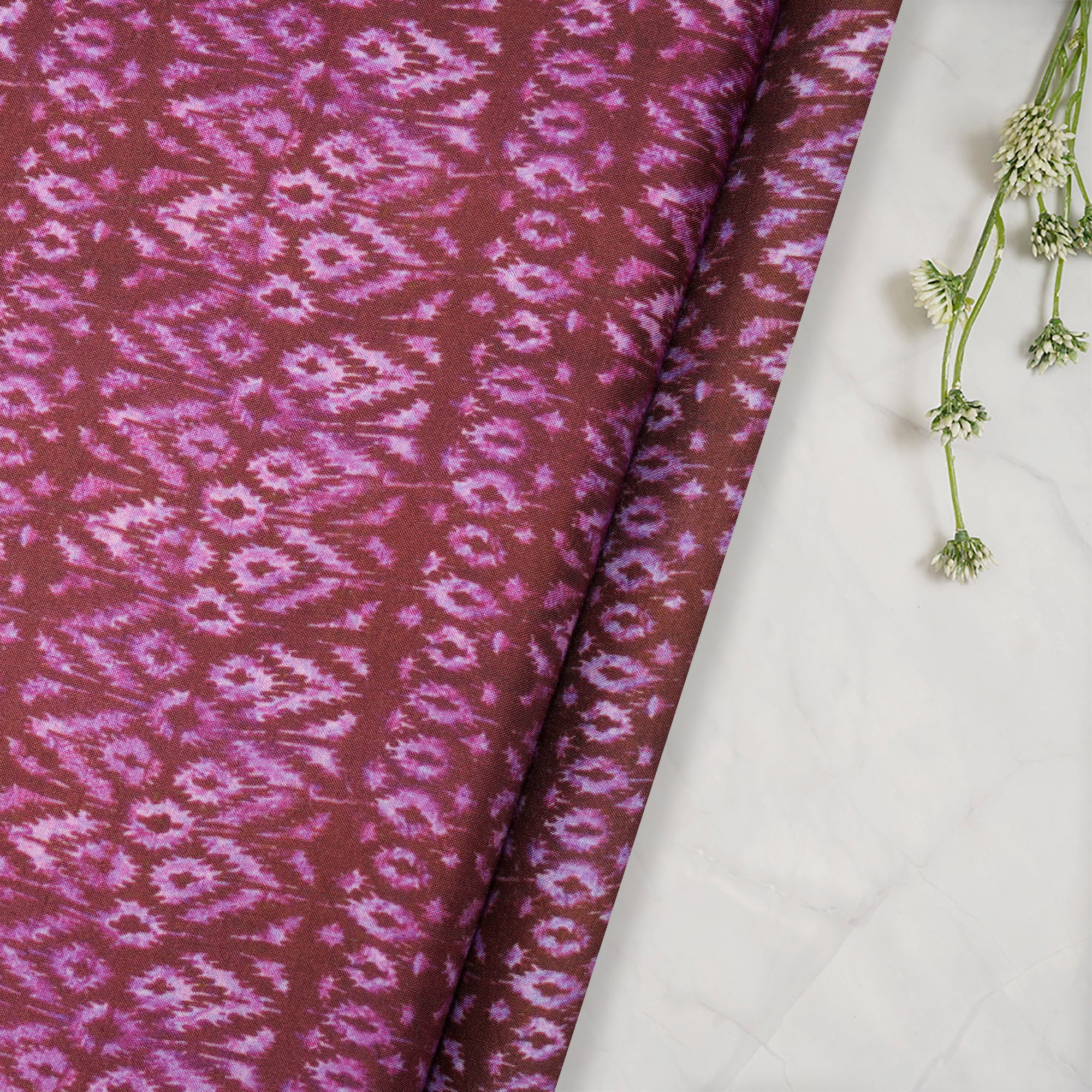 Purple-Brown Color Digital Printed Modal Satin Fabric