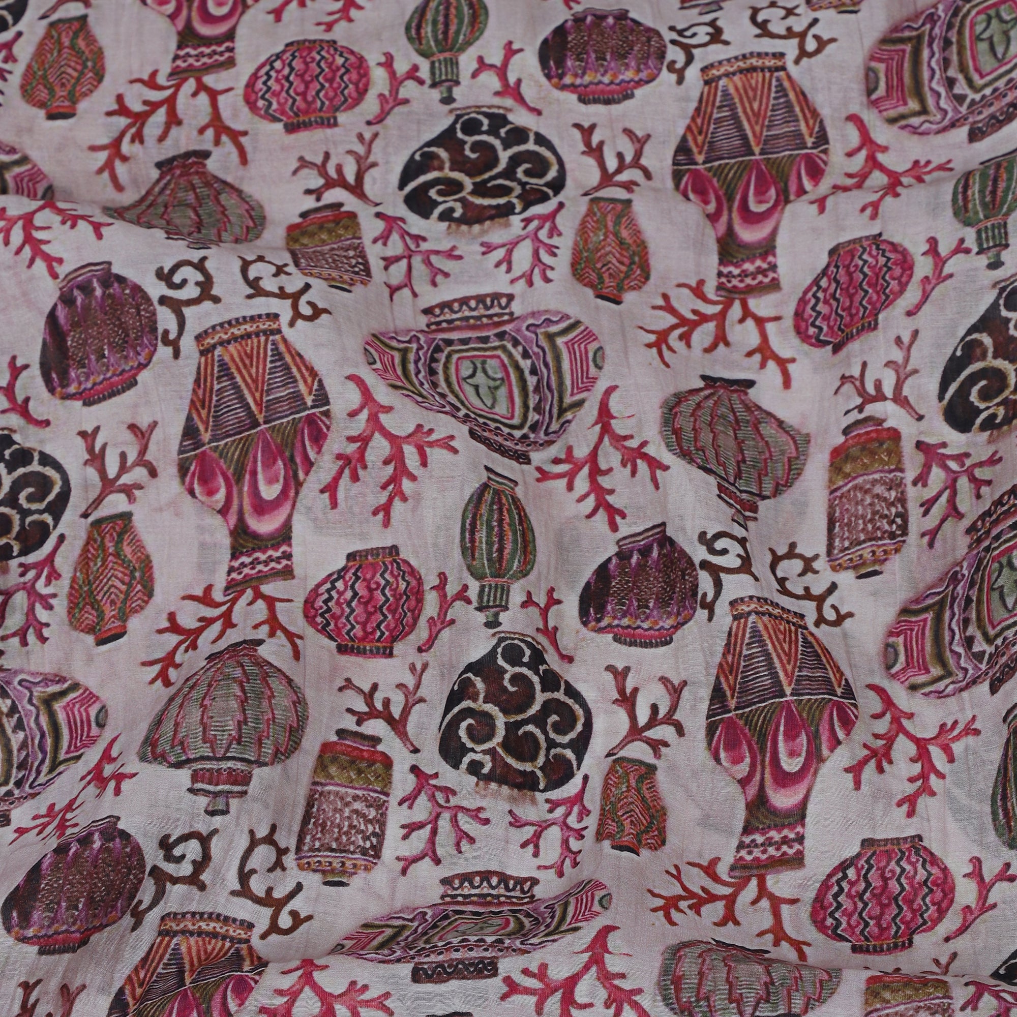 Multi Color Printed Pure Chanderi Stole