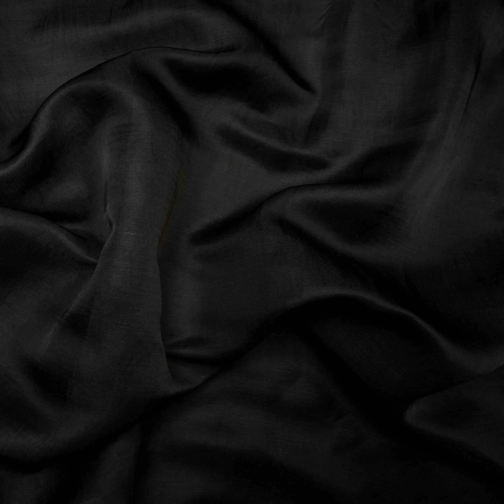 Black Color Heavy Linen Satin Fabric