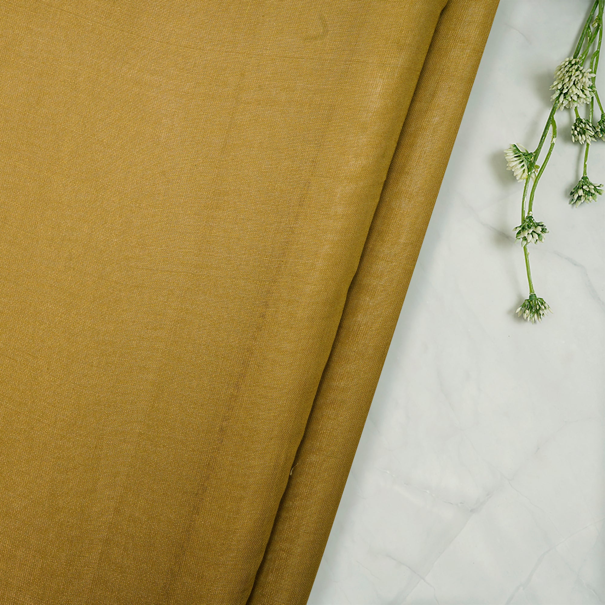 Golden Palm Color Pure Tissue Chanderi Fabric