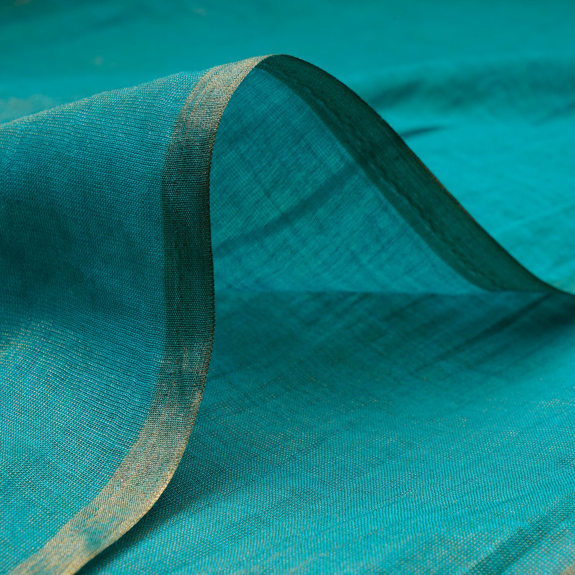 Lapis-Gold Piece Dyed Pure Tissue Chanderi Fabric