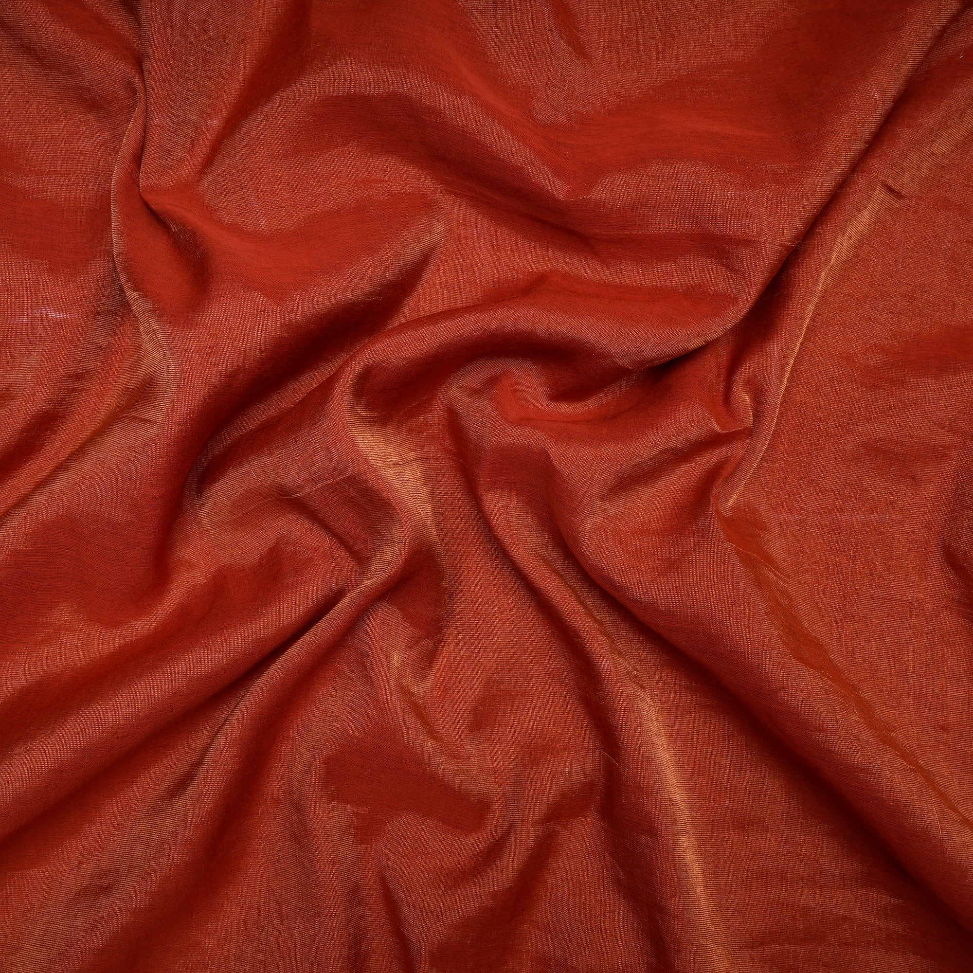 Orange-Gold Piece Dyed Pure Tissue Chanderi Fabric