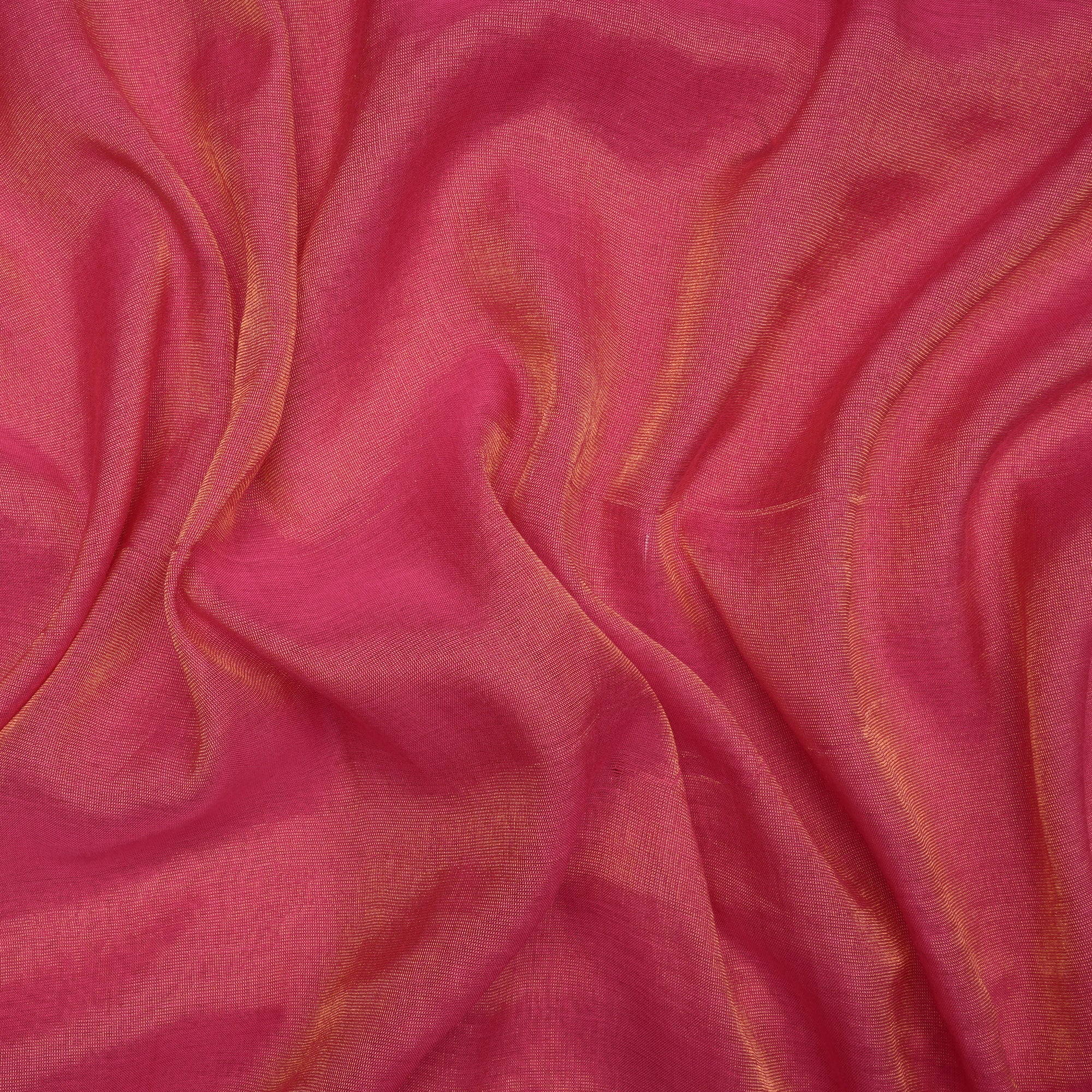 Rani Pink-Gold Piece Dyed Pure Tissue Chanderi Fabric