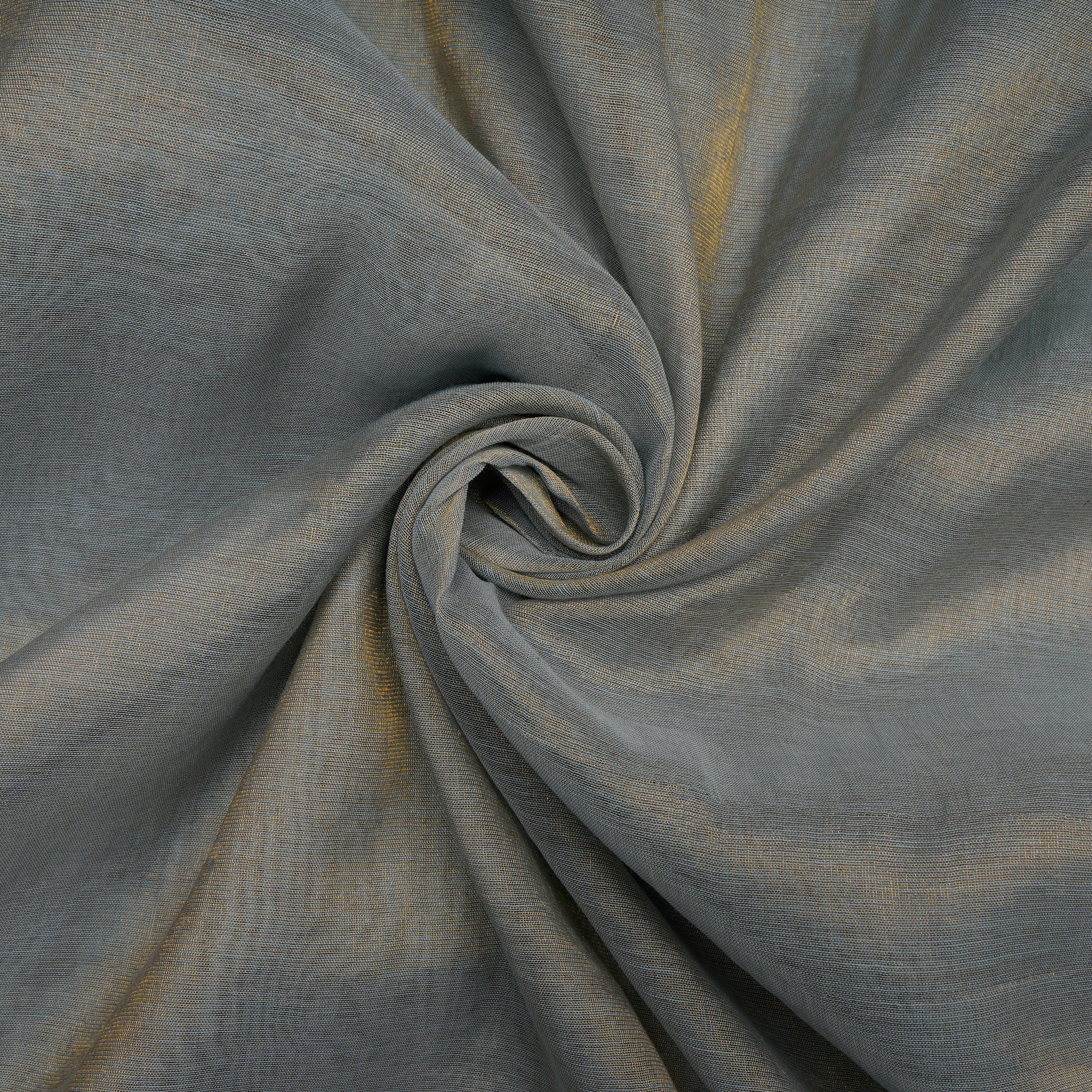 Grey-Gold Piece Dyed Pure Tissue Chanderi Fabric
