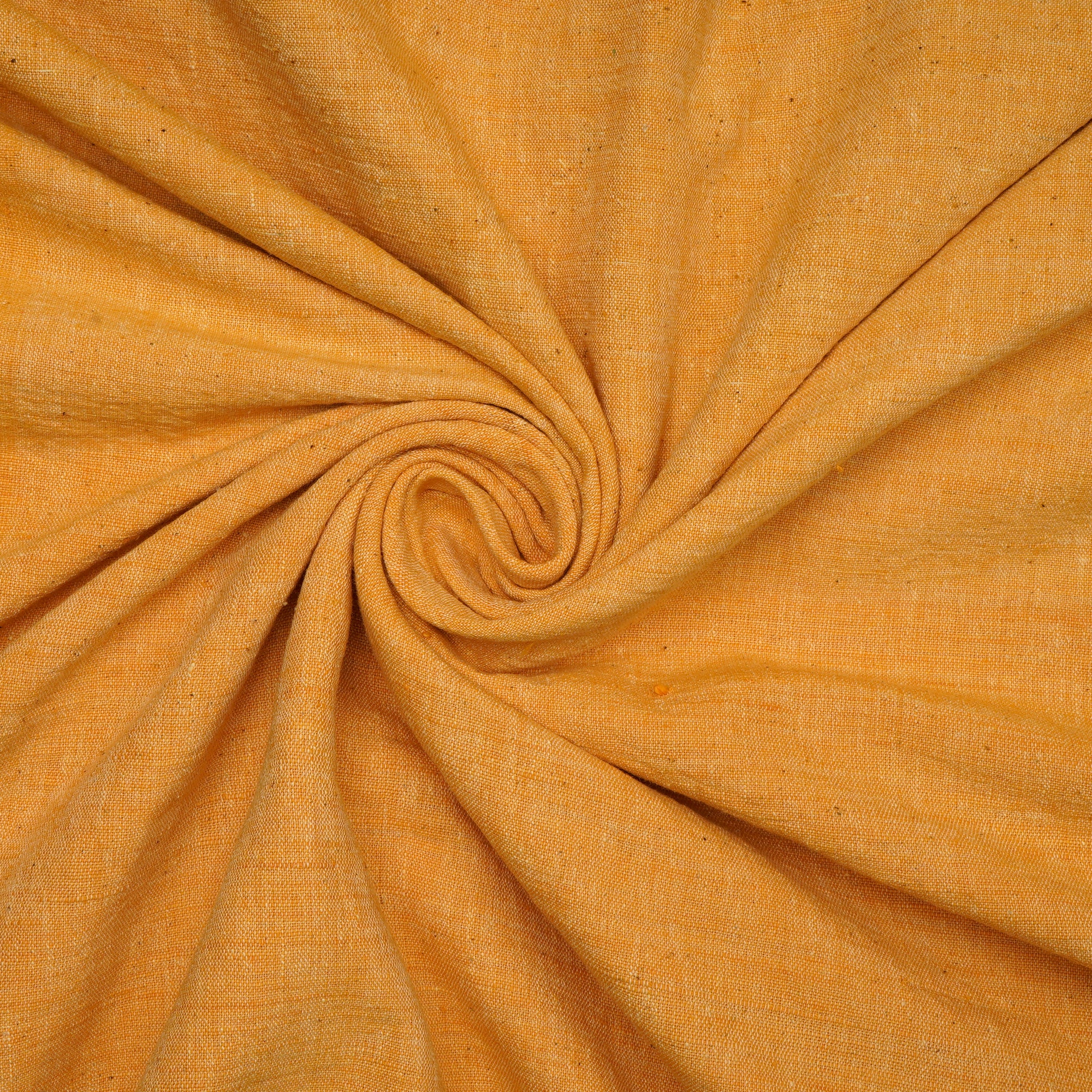 Yellowish Orange Solid Handspun Handwoven Kala Cotton Fabric