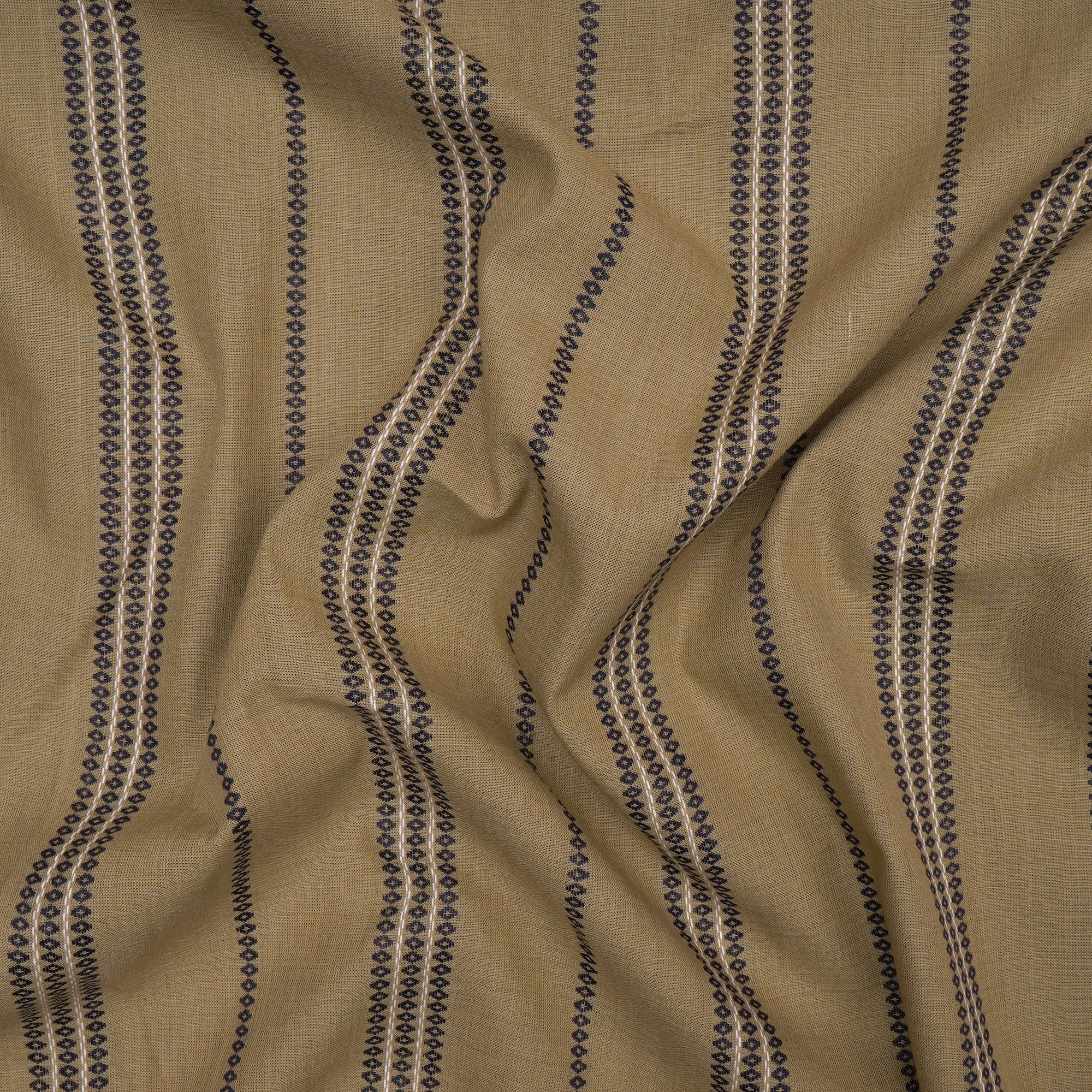 Kelp Cream Stripe Pattern Yarn Dyed Fancy South Cotton Fabric