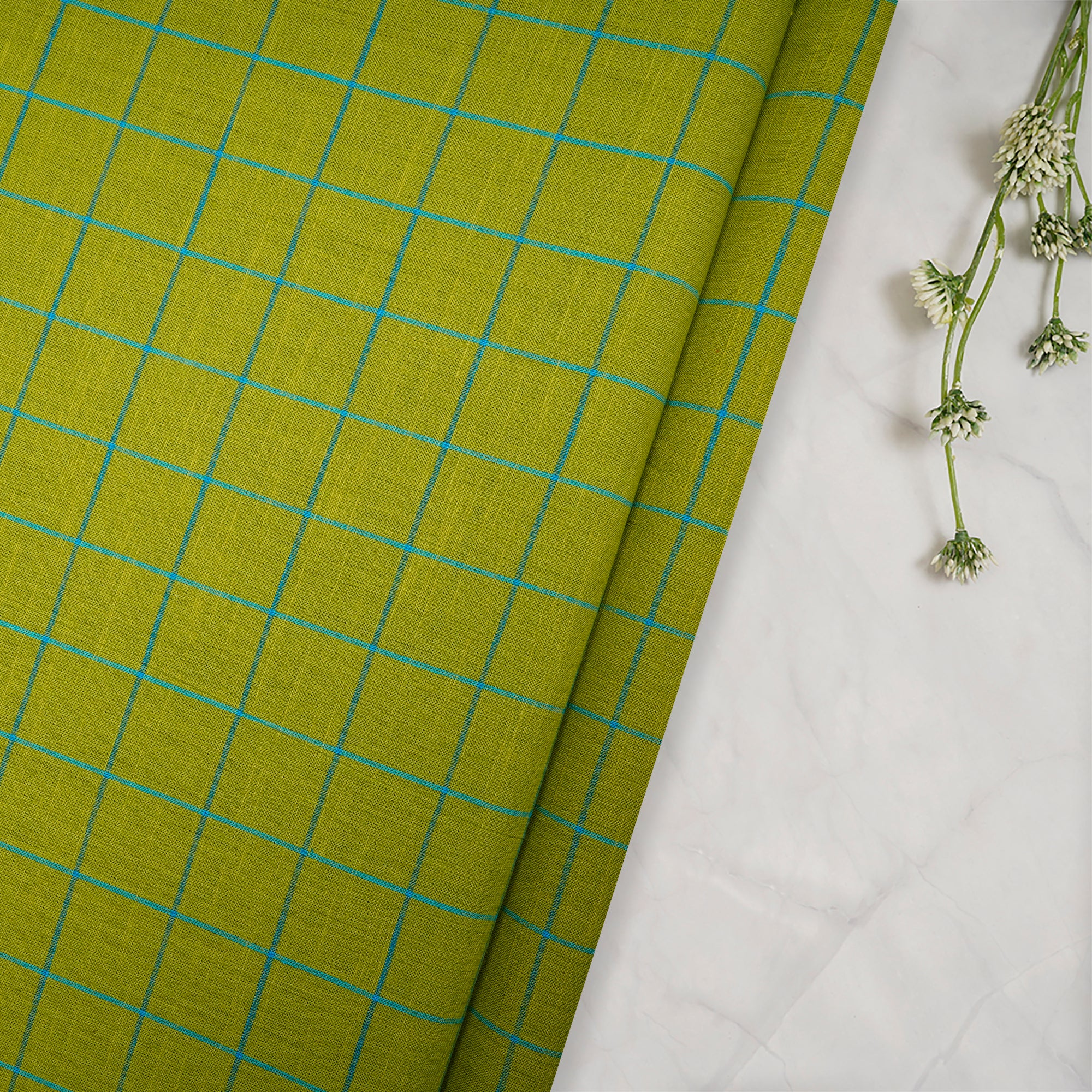 Fragile Sprout Check Pattern Yarn Dyed Fancy South Cotton Fabric